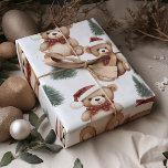 Modern Christmas Cute Teddy Bears  Wrapping Paper Sheets<br><div class="desc">Transport yourself to a bygone era of festive nostalgia with our "Vintage Christmas Teddy Bears Red Wrapping Paper." This heartwarming design captures the timeless charm of classic holiday celebrations, featuring adorable teddy bears adorned in vintage Christmas attire. The rich red background sets the perfect stage for these endearing teddy bears,...</div>