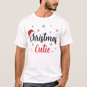 Modern Christmas Cutie Quote Santa Hat T-Shirt