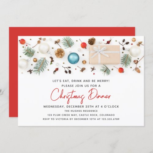 Modern Christmas Dinner Festive Winter Holidays Invitation