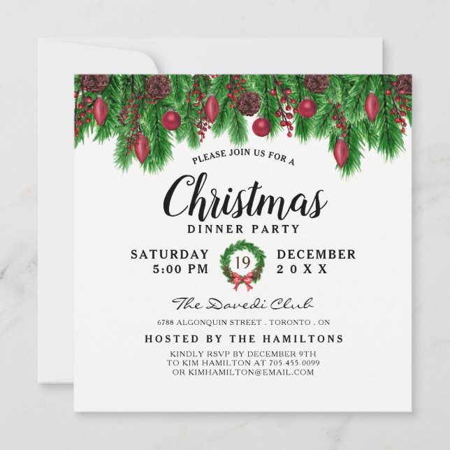 Modern Christmas Dinner Party Invitation (Front)