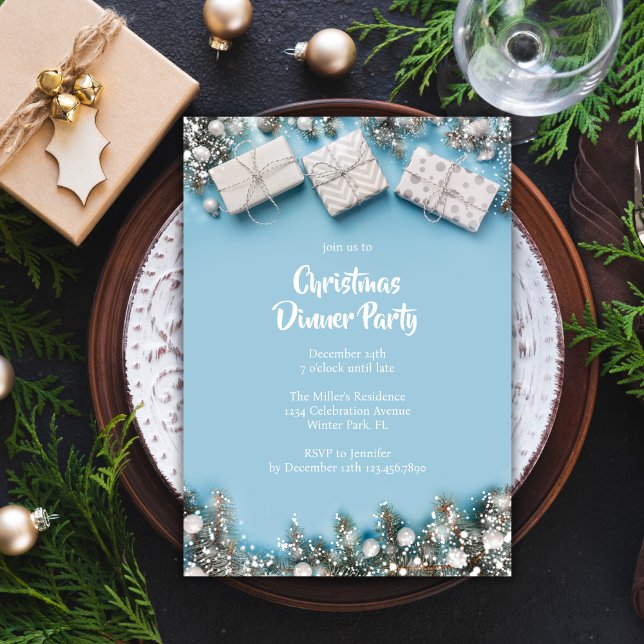Modern Christmas Dinner Party Simple Invitation (Modern Christmas Dinner Party Simple Invitation )