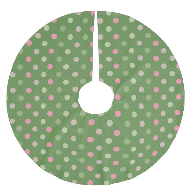 Modern Christmas Dots - Green Brushed Polyester Tree Skirt (Front)