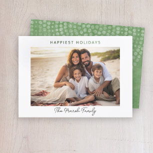 Modern Christmas Dots White Border Photo Happiest Holiday Card