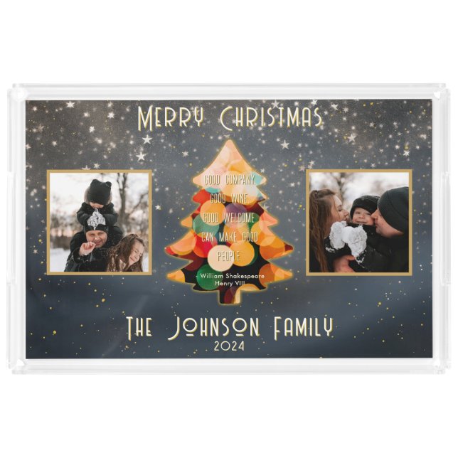 Modern Christmas Elegant Personalized Quote  Acrylic Tray (Front)