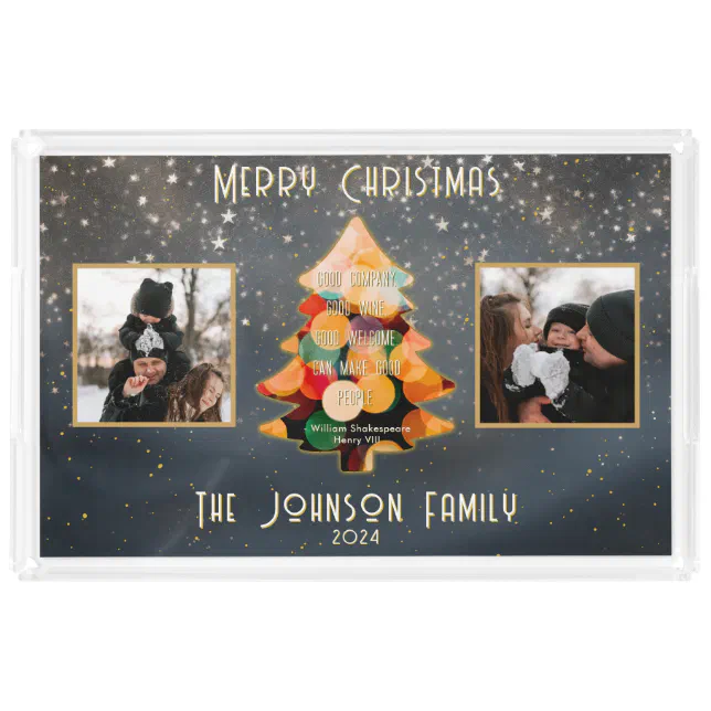 Modern Christmas Elegant Personalized Quote  Acrylic Tray