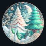Modern Christmas Elegant Trees Illustration Classic Round Sticker<br><div class="desc">The illustration showcases a scene of Christmas trees that create a harmonious balance between contemporary design and timeless aesthetics.  It encapsulates the essence of the Christmas season while offering a contemporary twist on traditional imagery.</div>