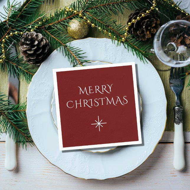Modern Christmas Elegant Typography Red  Napkins (Creator Uploaded)
