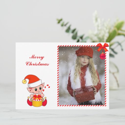 Modern Christmas Elf & Custom Photo | Zazzle