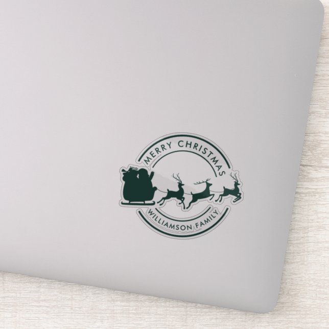 Modern Christmas Family Name Custom Sticker (Detail)
