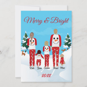 Modern Christmas Family of 5 Personalized Flat Holiday Card