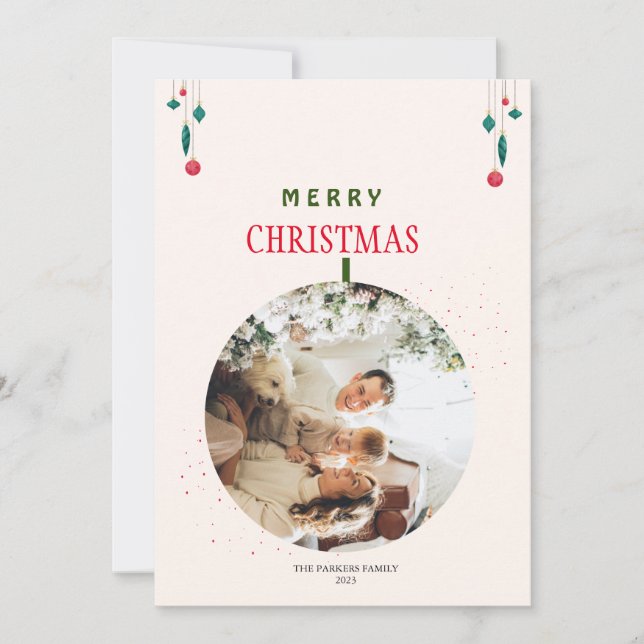 Modern Christmas Family Photo Card (Front)
