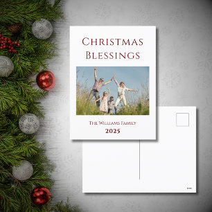 Modern Christmas Family Photo Holiday Postcard