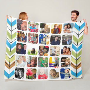 Modern Christmas Family Photos Fleece Blanket