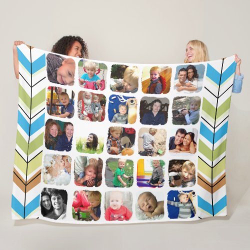 Modern Christmas Family Photos Fleece Blanket