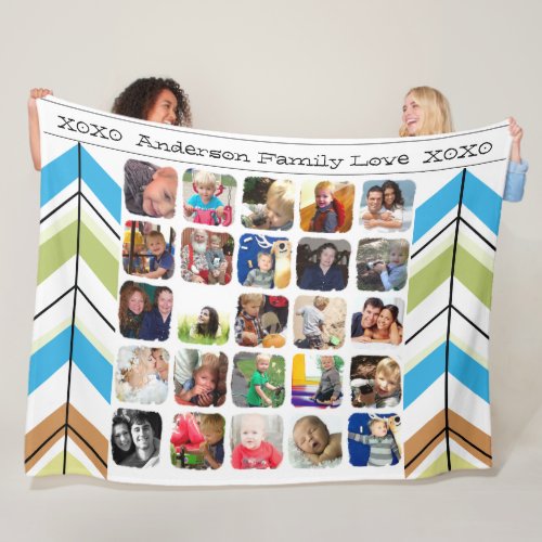 Modern Christmas Family Photos Fleece Blanket