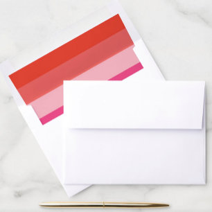 Modern Christmas festive Red Pink Stripes Holiday Envelope Liner