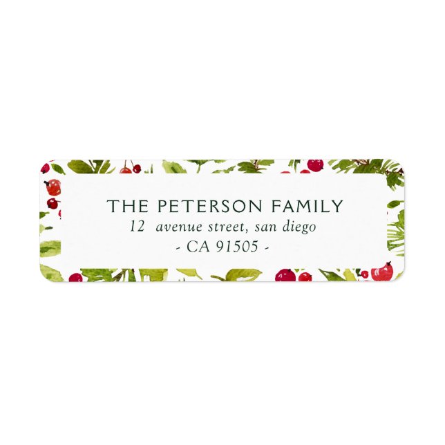Modern christmas floral address label (Front)
