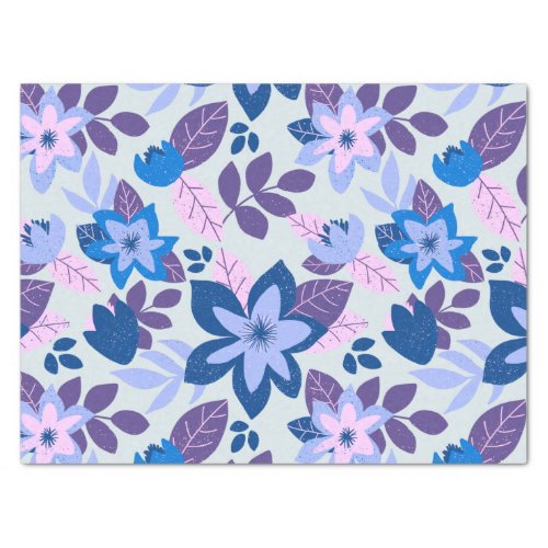 Modern Christmas Floral Blue Holiday Tissue Paper