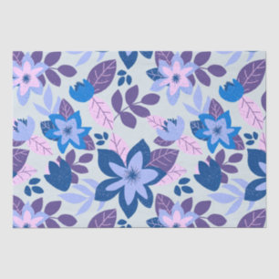 Modern Christmas Floral Blue Holiday Tissue Paper