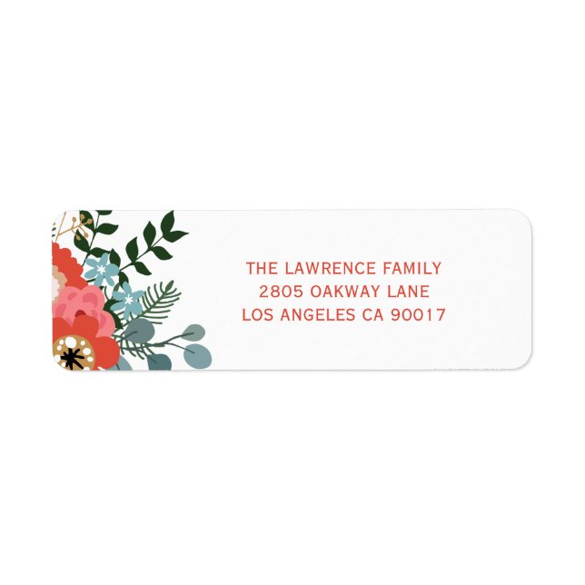 Modern Christmas Flowers Foliage Address Label (Front)