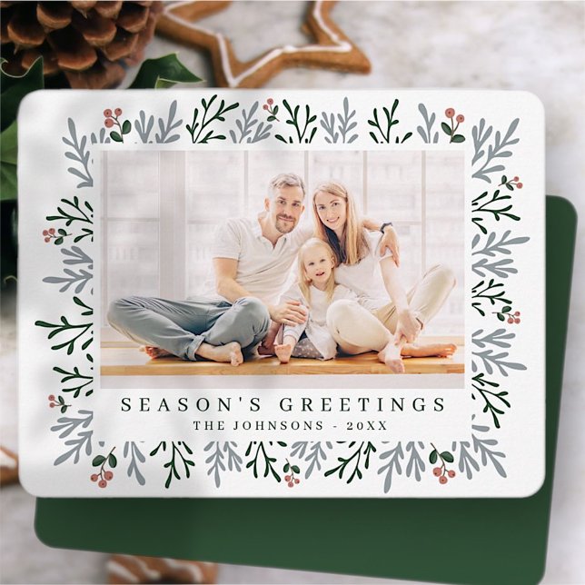 Modern Christmas Foliage and Berries Botanical Holiday Card (Creator Uploaded)