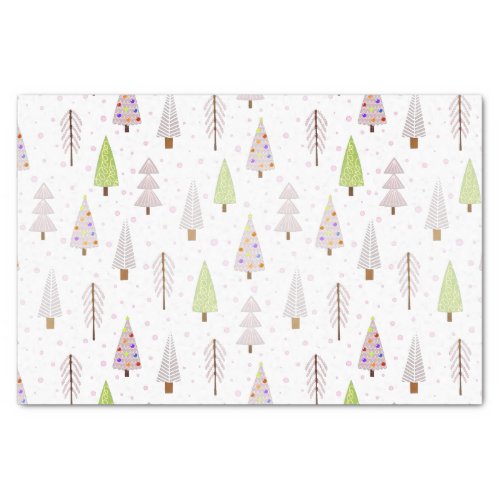 Modern Christmas Forest Trees Blush Pink Pattern Tissue Paper