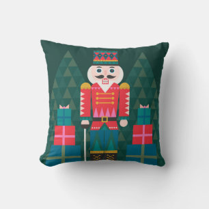 Modern Christmas Geometric Nutcracker Throw Pillow