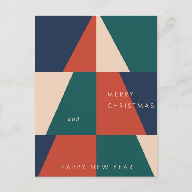 Modern Christmas Geometry Holiday Postcard (Front)