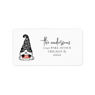 Modern Christmas Gnome Holiday Return Address Label