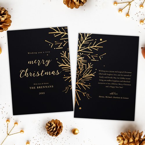Modern Christmas Gold Elegant Black Festive Holiday Card