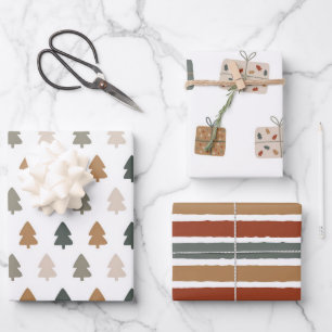 Modern Christmas Gold Minimalistic Wrapping Paper Sheets