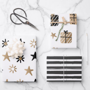 Modern Christmas Gold Minimalistic Wrapping Paper Sheets