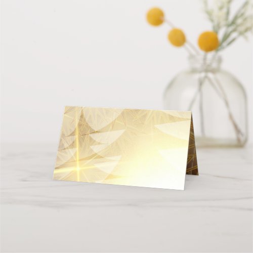 Modern Christmas Gold Stars Pine Trees Holiday Place Card