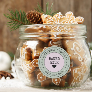 Modern Christmas Goodies Heart Personalized Classic Round Sticker