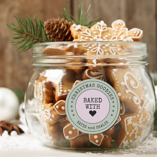 Modern Christmas Goodies Heart Personalized  Classic Round Sticker (Modern Christmas Goodies Heart Personalized Classic Round Sticker)