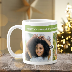 Modern Christmas Grandparents 3 Photos Coffee Mug