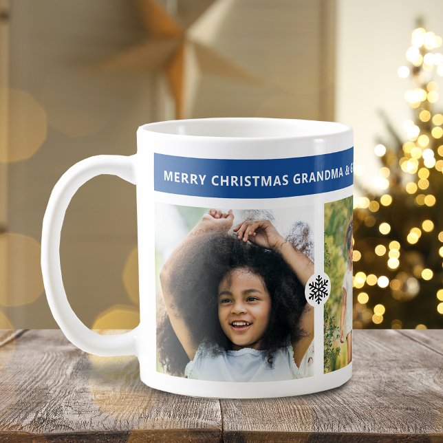 Modern Christmas Grandparents 3 Photos Coffee Mug (Modern Christmas Grandparents 3 Photos Coffee Mug)