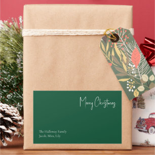 Modern Christmas Green Family Gift Label