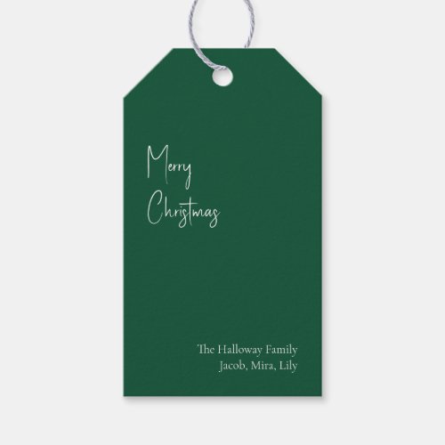 Modern Christmas  Green Family Gift Tags