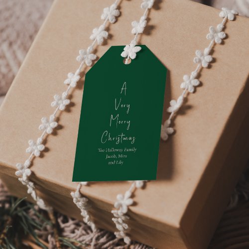 Modern Christmas  Green Family Tree Gift Tags