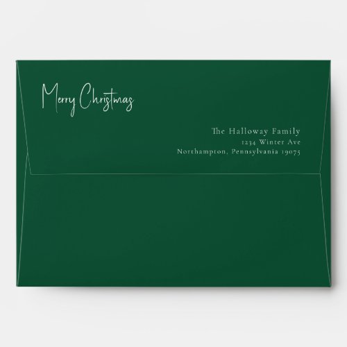 Modern Christmas  Green Invitation Envelope