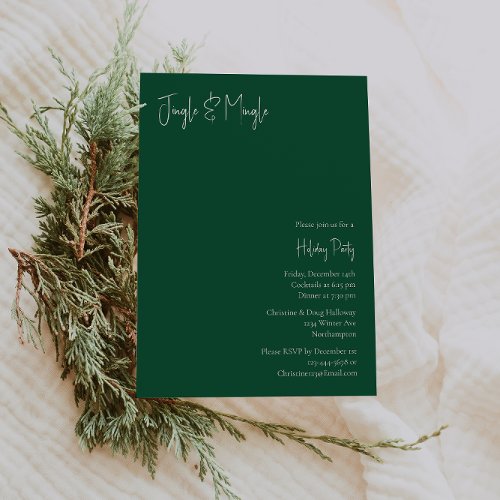 Modern Christmas  Green Jingle and Mingle Invitation