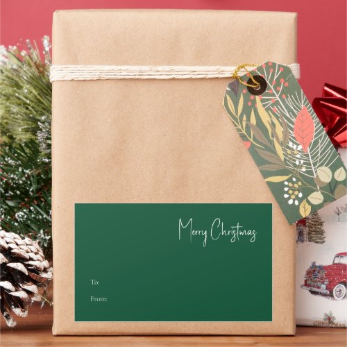 Modern Christmas Green Large Rectangle Gift Label