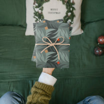 Modern Christmas Green Pattern  Wrapping Paper Sheets