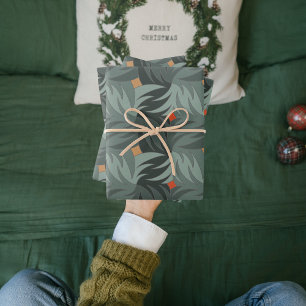 Modern Christmas Green Pattern  Wrapping Paper Sheets