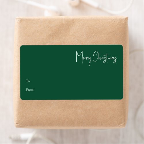 Modern Christmas  Green Rectangle Gift Label