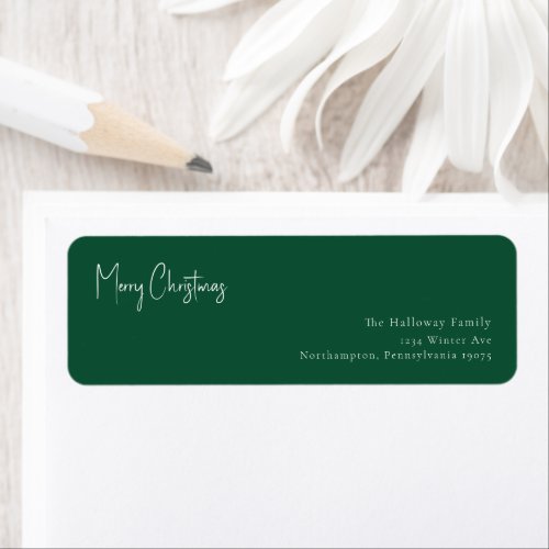 Modern Christmas  Green Return Address Envelope Label