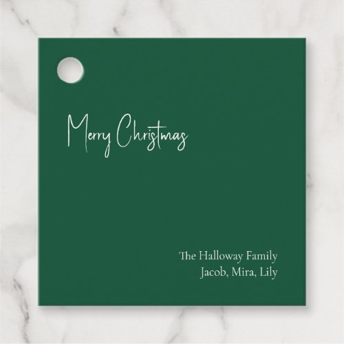 Modern Christmas  Green Square Family Gift Tag