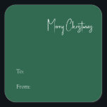 Modern Christmas | Green To From Square Sticker<br><div class="desc">This modern Christmas | green to from square sticker is perfect for your minimalist shabby chic boho green and white holiday greeting. The minimal whimsical handwritten calligraphy is delicate and rustic while staying classy and elegant. You will find that everything about this product is editable, so feel free to add...</div>