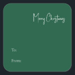 Modern Christmas | Green To From Square Sticker<br><div class="desc">This modern Christmas | green to from square sticker is perfect for your minimalist shabby chic boho green and white holiday greeting. The minimal whimsical handwritten calligraphy is delicate and rustic while staying classy and elegant. You will find that everything about this product is editable, so feel free to add...</div>